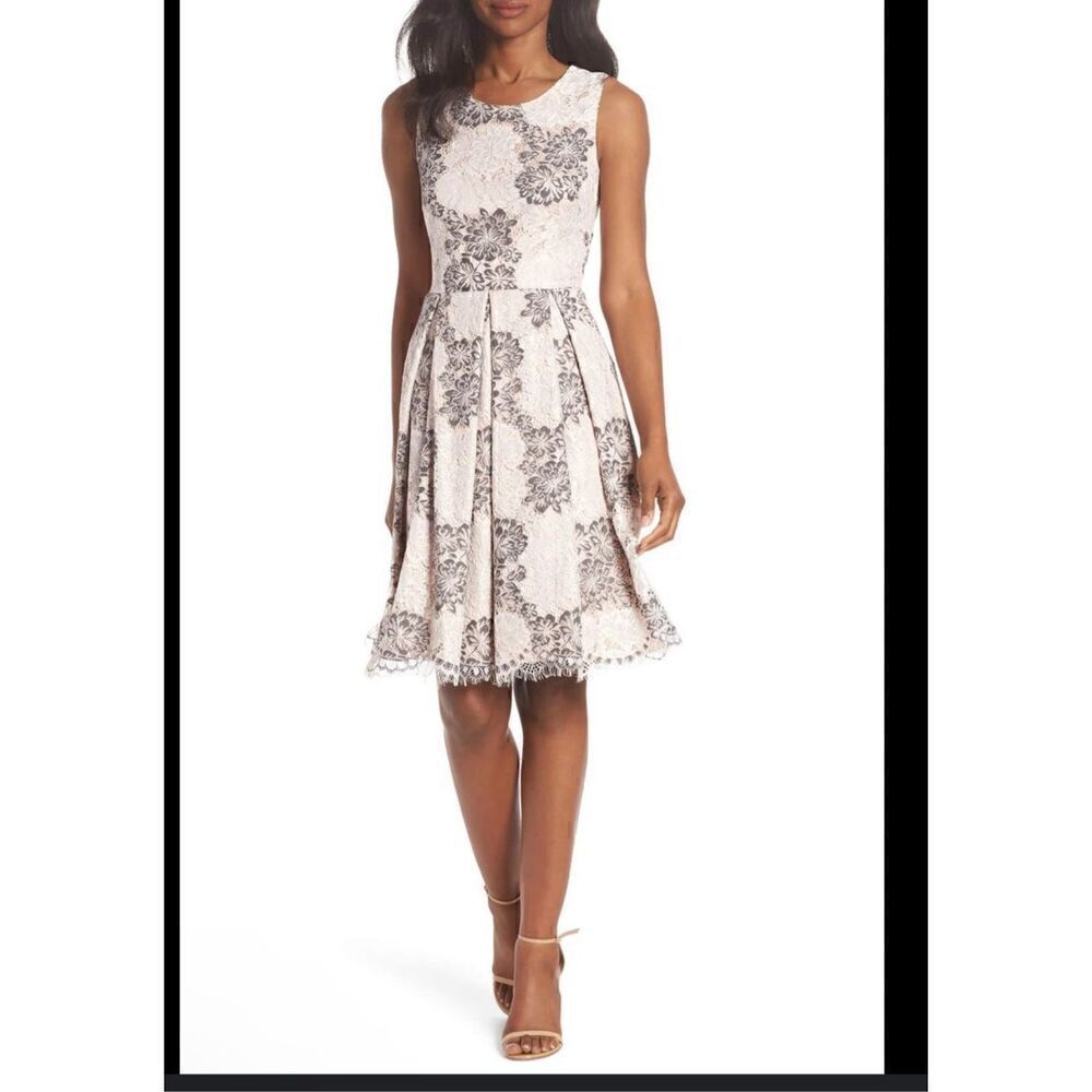 Eliza J Lace fit & flare sleeveless dress with pockets 8